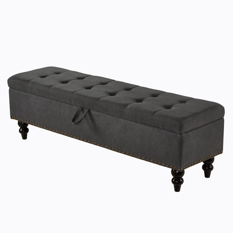 Dhanveer Upholstered Storage Bench, Gray