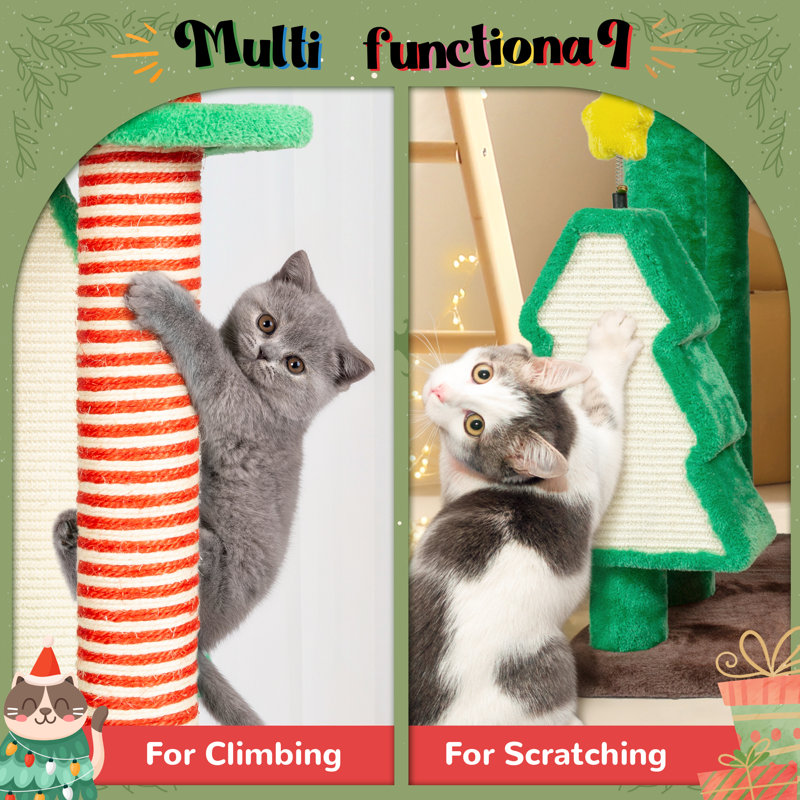 68.9" H Cat Tree for Christmas,  Multi-Level Cat Tower with Christmas Gift Stack Cat Condo and Scratching Post