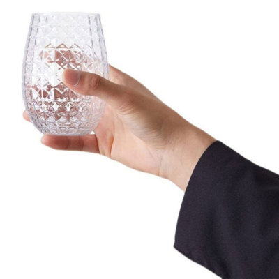 12 Pcs Plastic Wine Glasses 12 Oz Plastic Cocktail Glasses Hawaiian Tiki Pineapple Cups Clear Stemless Reusable Whiskey Champagne Cups Shatterproof Unbreakable Mugs For Summer Party Wedding
