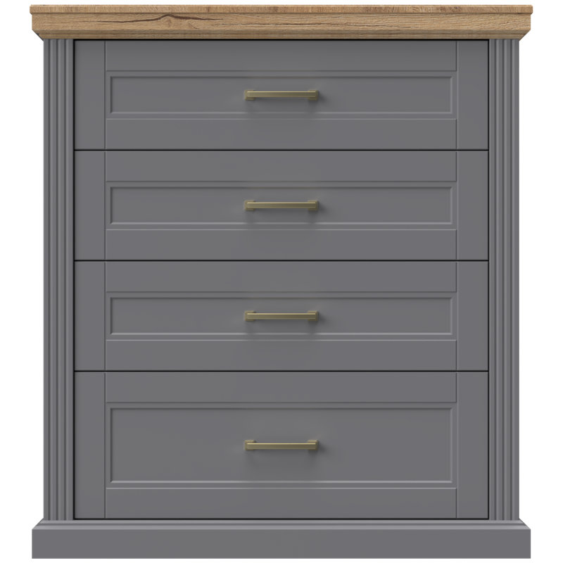 Commode 4 tiroirs l 40 po, gris