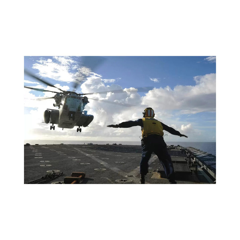 Aviation Boatswain's Mate Directs a CH-53E Super Stallion 1 Piece Wrapped Canvas Wall Art, 20.32 cm H x 30.48 cm W