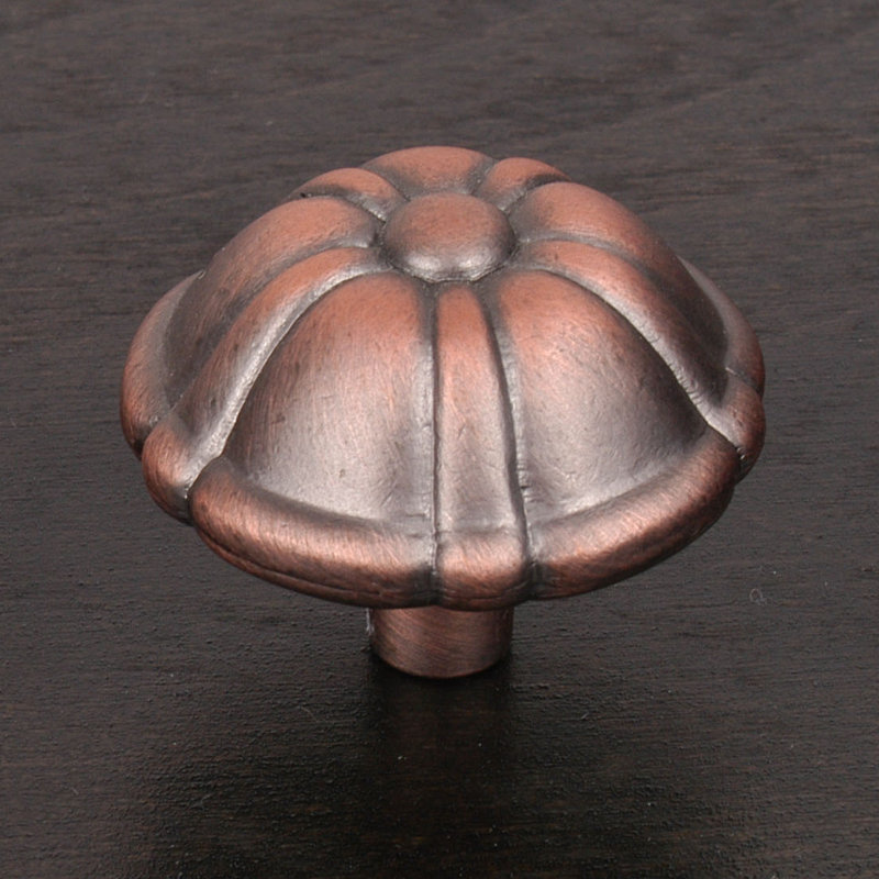 Petal Flower Knob CK Series, Distressed Copper, 1.25" Knob Diameter