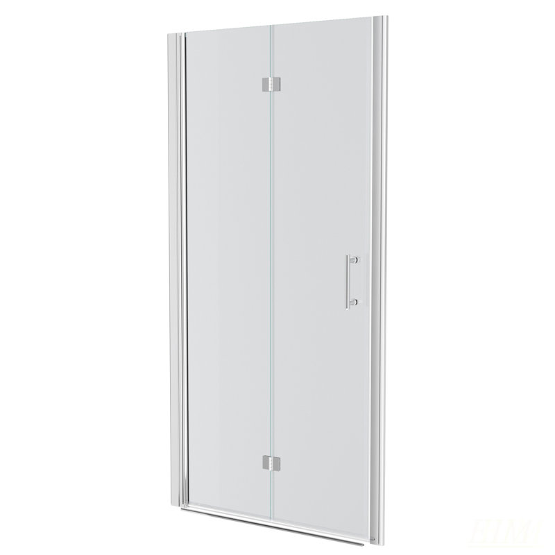 Porte de douche pliante sans cadre avec verre trempé 34W x 72H, peu encombrante, Chrome