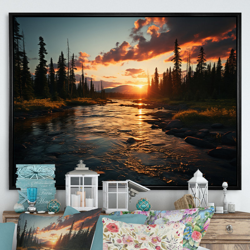 Canada télécommande «Wilderness» sur toile, H 30 po x l 40 po x P 1,5 po, Cadre flottant noir