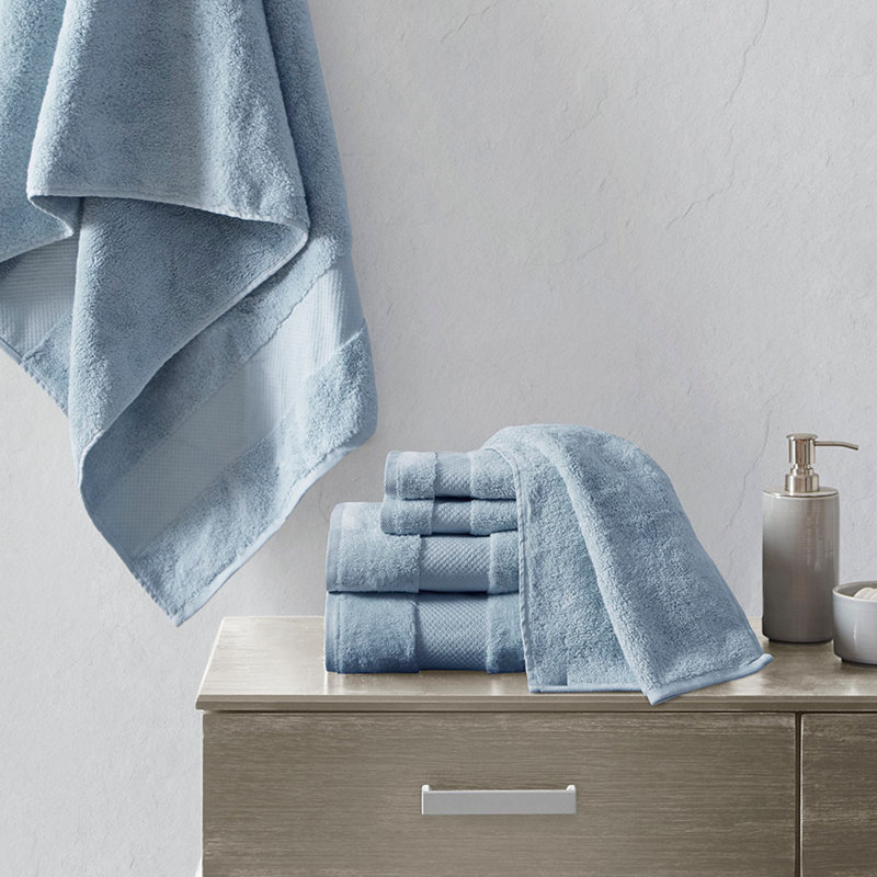 Cotton 6 Piece Bath Towel Set, Blue