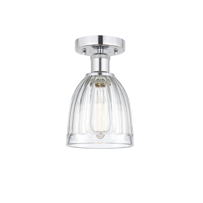 Plafonnier semi-encastré en verre Radegonde, Transparent, Chrome poli