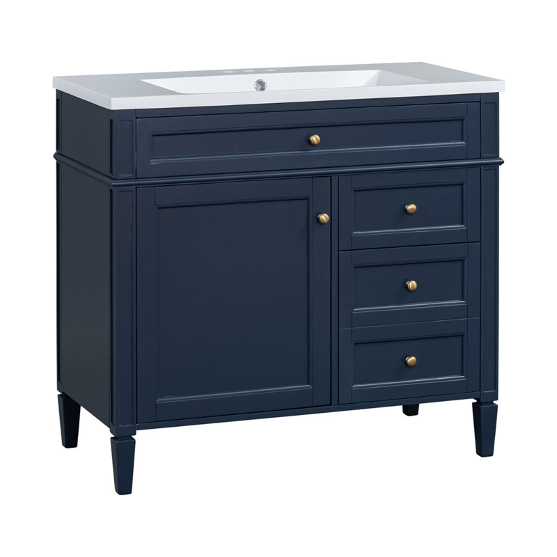 Meuble-lavabo 36 po avec lavabo supérieur, Bleu