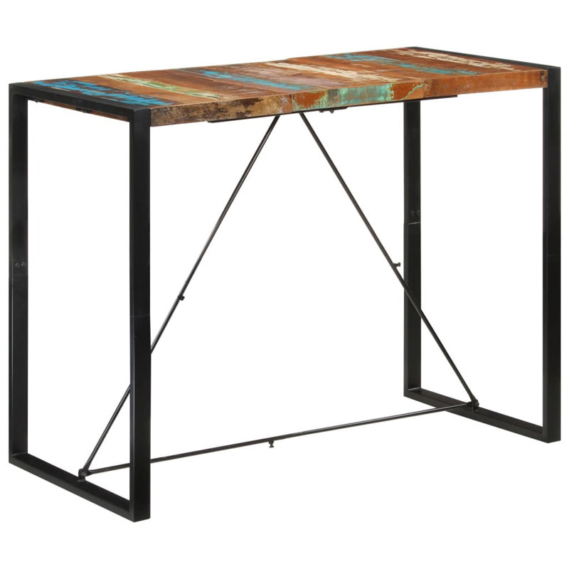 Bar Table 110 Cm Solid Wood Reclaimed, 110cm H x 140cm W x 70cm D