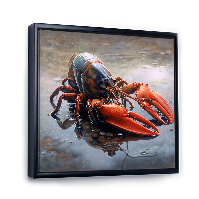 Homard délicatesse marine III, Cadre flottant noir, H 16 po x l 16 po x P 1 po