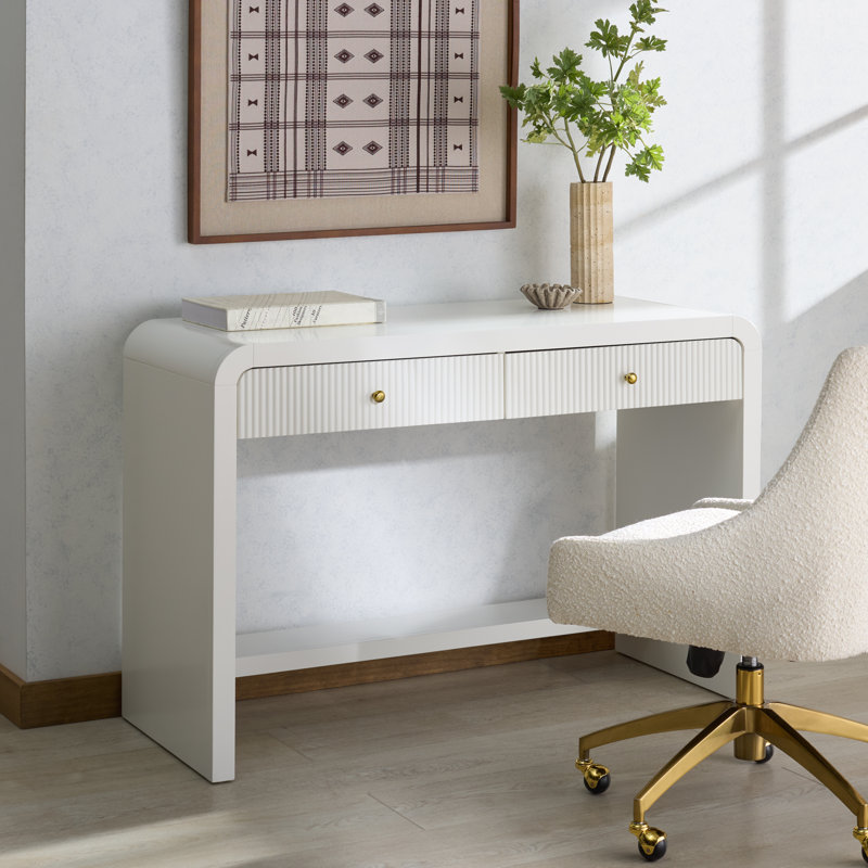 Liabella 2 Drawer Curved Desk, White