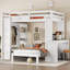 Lit double mezzanine double / double avec lit inférieur démontable, bureau, structure en bois massif, tablettes et garde-robe intégrées, blanc-1674578283-1674578262