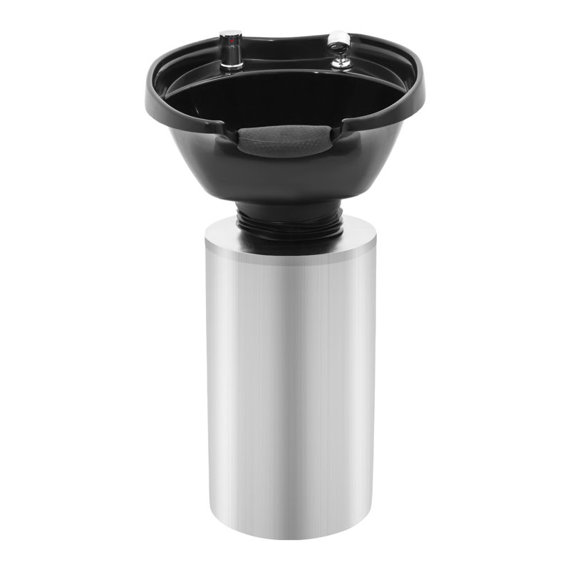 All-In-One Pedestal Shampoo Unit Salon Shampoo Station With Ceramic Basin, Hair Washing Unit With Base And Hot&Cold Switch
