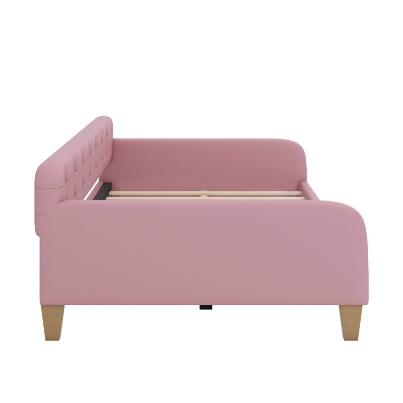 Daybed Wrapped In Fabric Upholstery And Resting On Robust Legs, Full/Double, Rubine