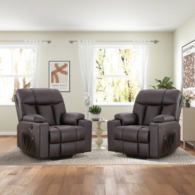 37.8'' W Oversize Top Faux Leather Lift Power Recliner & Home theater With Heat & Massage&2 Cupholders