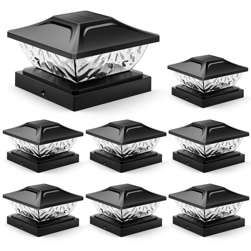 Lampadaires solaires à poteau solaire, poteaux de clôture à énergie solaire imperméables pour l'extérieur 2 modes, lampe de terrasse décorative compatible avec poteaux de jardin 4 x 4, 4,5 x 4,5, 5 x 5