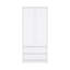 Armoire, garde-robe avec deux tiroirs, tringle, blanc-1377960009