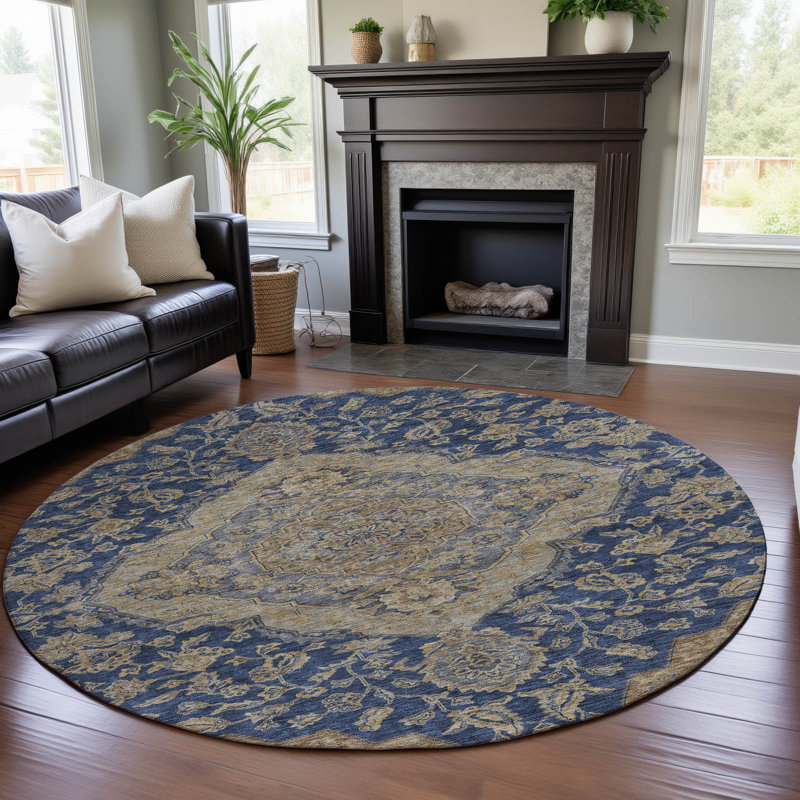 Premium Machine Washable Gurubaksh AMF1151 Global Rug, Round 8'