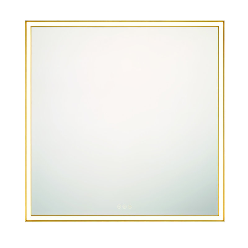 Miroir Nixon, Doré, Carré, 36 po x 36 po