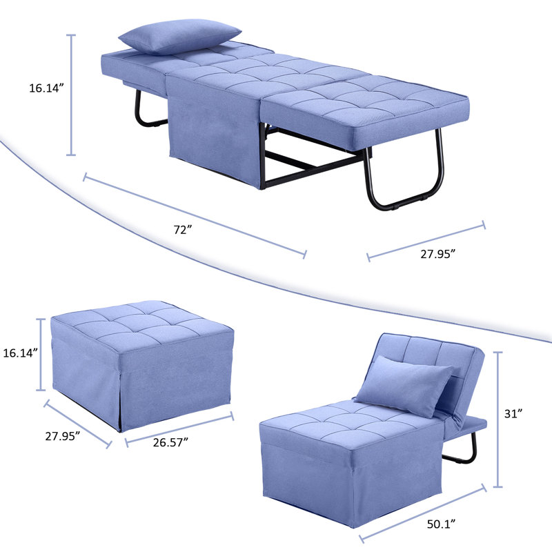 Cimino Upholstered 28'' Reclining Sofa Bed, Blue