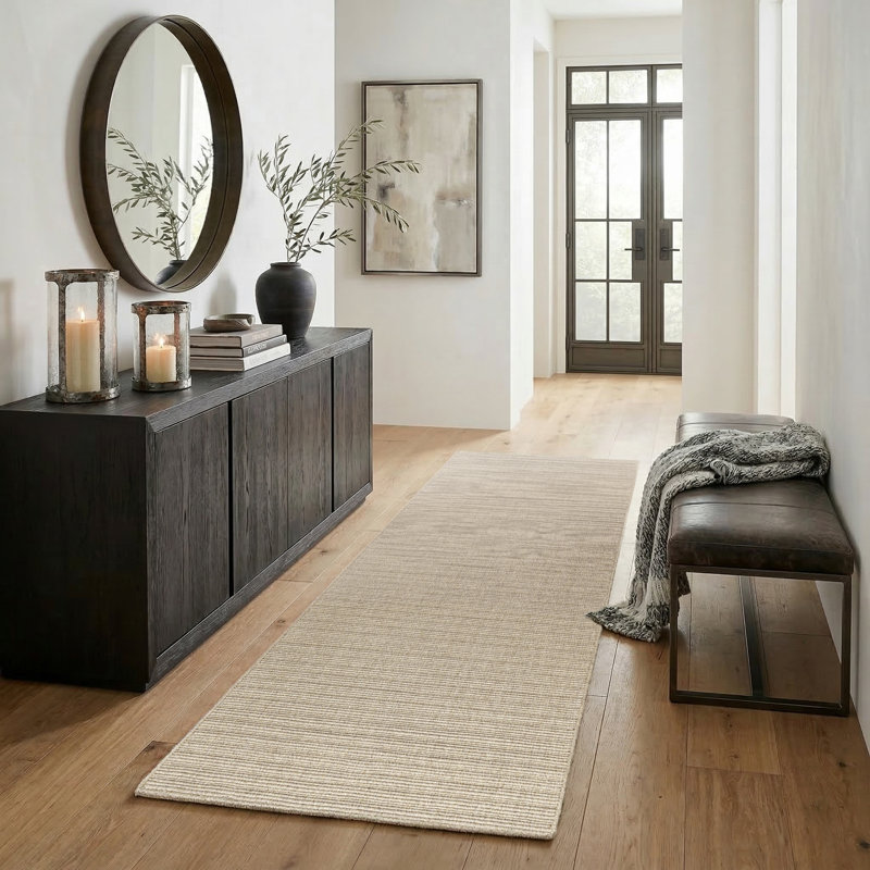 Campo Handmade Natural New Zealand Wool Indoor Runner Rug, Runner 2'6" x 8'