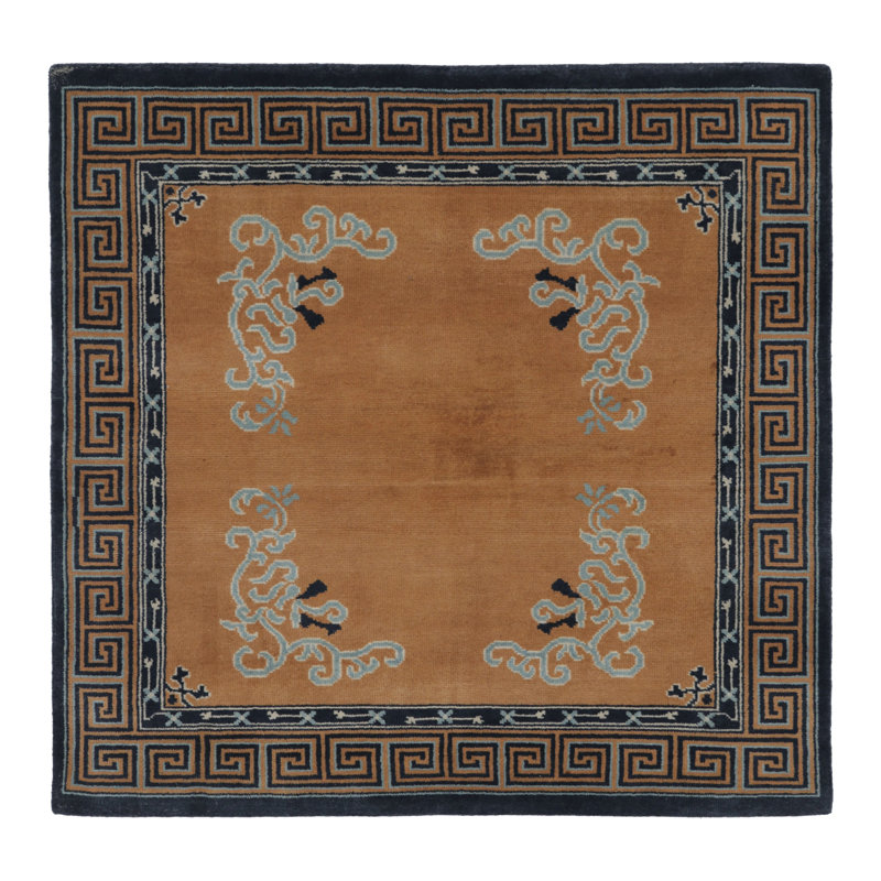 Art Deco One-of-a-Kind 3'9X3'9 Hand Knotted Area Rug