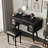 Black Vanity , Makeup Desk, Writing Surface, Storage, Convenient Ports Vanity, Pu Cushioned Stool, Smooth - Gliding Drawer, Glass Storage-1831574248