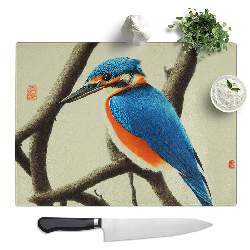 Ideal Kingfisher Bird  Glass Chopping Board