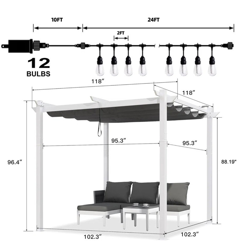 3m x 3m Aluminium Pergola