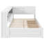 Lit de jour en bois pleine grandeur avec tablettes de rangement, USB et lumière DEL, 2 tiroirs - Blanc-1633708330