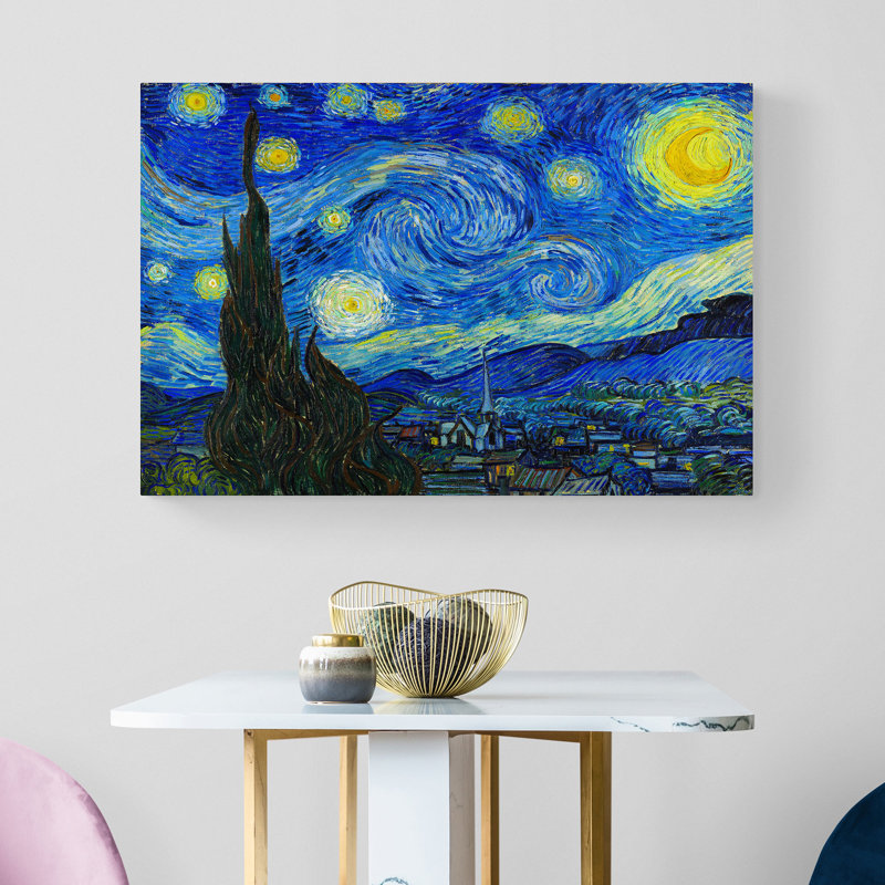The Starry Night by Vincent Van Gogh - Wrapped Canvas Painting, 21cm H x 31cm W x 4cm D