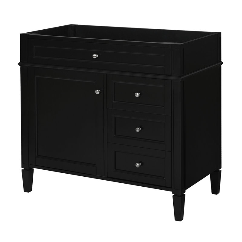 Meuble-lavabo de salle de bain moderne sans lavabo supérieur avec tiroirs, Noir