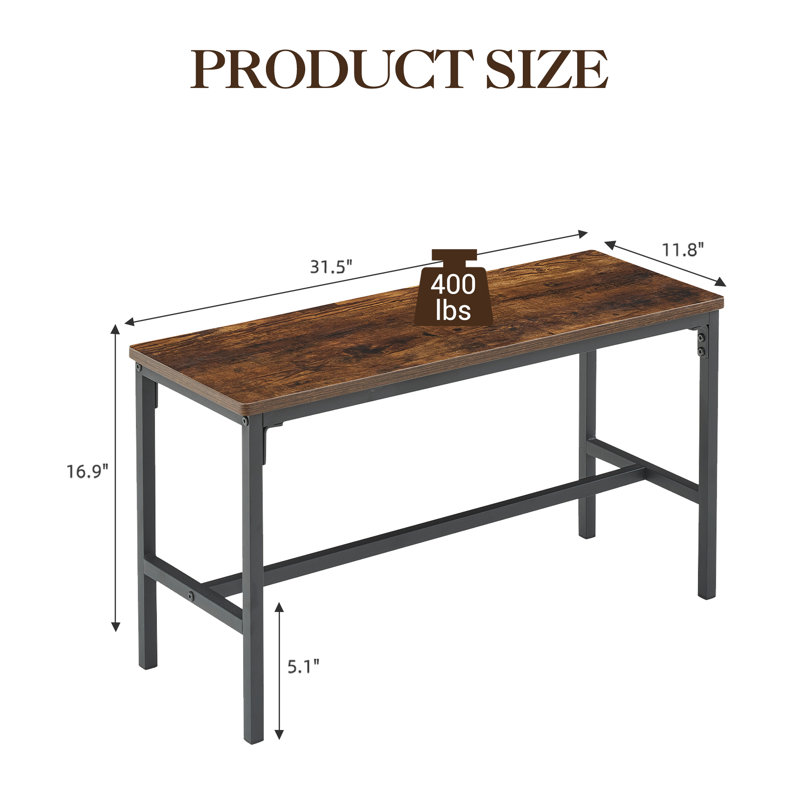Ensemble de table de salle à manger 3 pièces 47,2 po avec 2 bancs, ensemble de table de salle à manger pour 4 personnes, support à vin et tablette de rangement à 2 niveaux, brun rétro