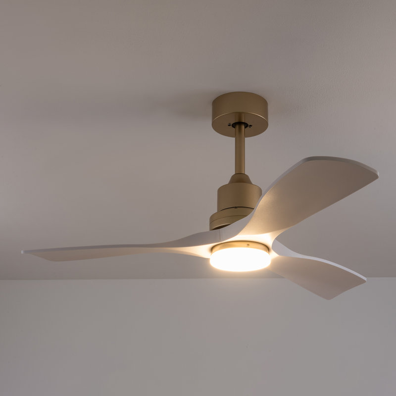 Lustre ventilateur de plafond moderne à DEL 42 po avec télécommande Jhamarion, Or/blanc