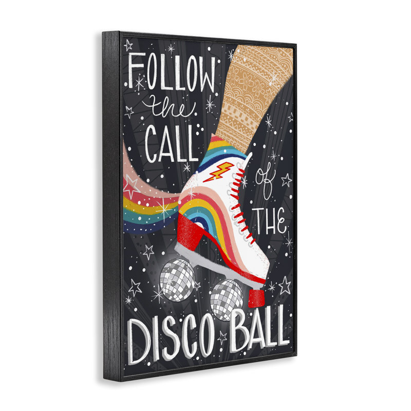 Suivre «The Call of Disco Ball», estampe numérique, design par Emiko Rainbow, H 18 po x l 12 po, Giclée encadrée noir minuit