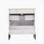 Meuble-lavabo 30 po avec lavabo en céramique et tiroirs pleine extension, glissières de tiroir encastrées à fermeture en douceur, conception cannelée, blanc-218481159