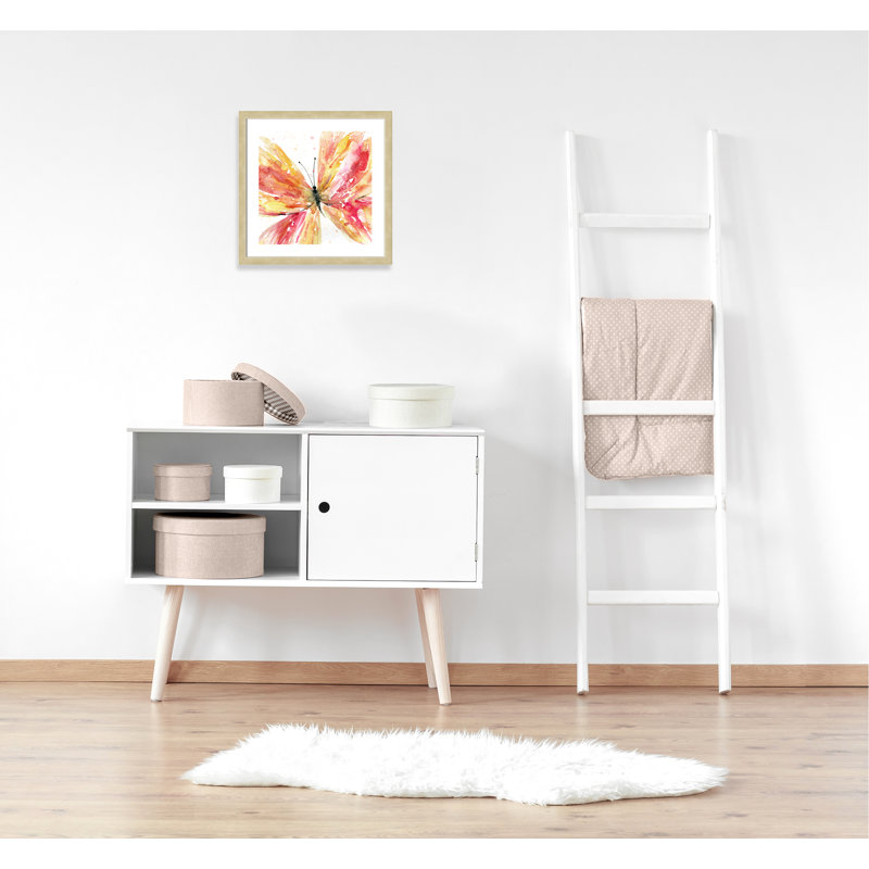 «Butterfly Flying II», art encadré, H 22,5 po x l 22,5 po x P 0,63 po, Cadre champagne