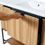 Meuble-lavabo autoportant avec résine, porte, armoire de rangement pour salle de bain