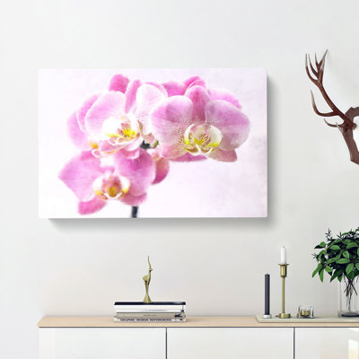 Pink Orchid Flower - Wrapped Canvas