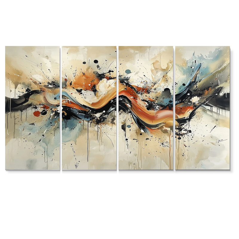 Damen - réalisme abstrait, art mural moderne, 4, H 28 po x l 48 po