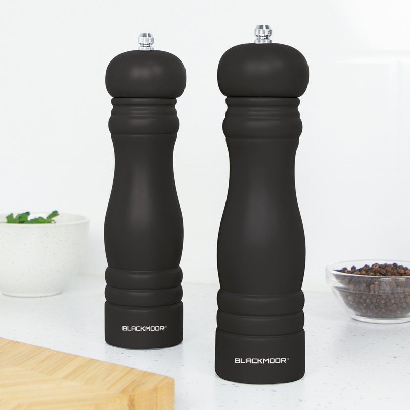 Brand Wood No Power Source Required / Manual Salt & Pepper Mill Set, Black