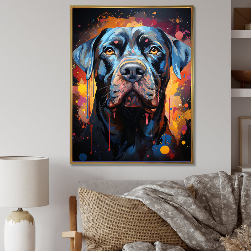 Cane Corso Confidence II sur toile, H 32 po x l 16 po x P 1 po, Cadre flottant doré