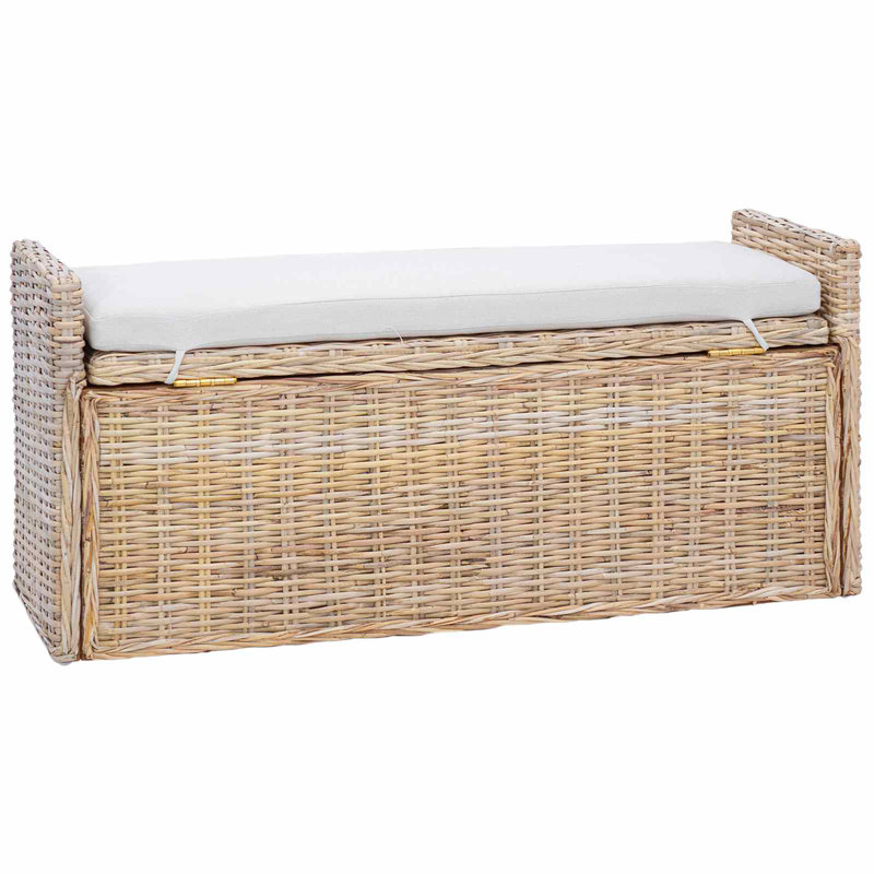 Rattan Storage Bench, Natural