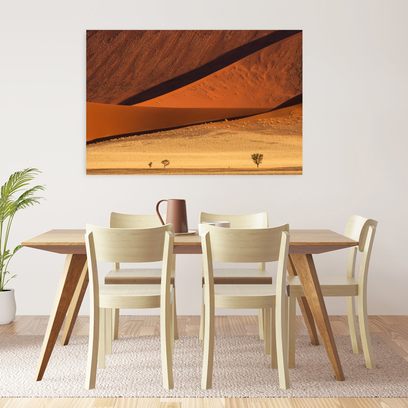 «Golden Dunes and Desert Shadows», impression d'art mural abstrait paysage serein minimaliste, 32" H x 48" W
