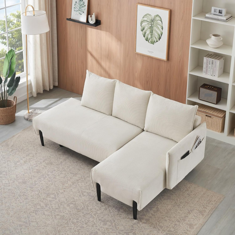 Canapé-lit convertible - 3 couleurs, fonction inclinable, pieds Mid-Century, conception compacte pour les petits espaces