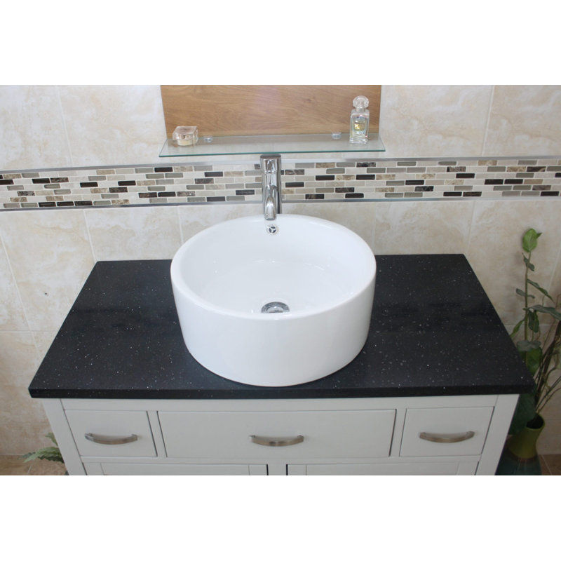 Robidoux 1000mm Single Bathroom Vanity with Vessel Ceramic Basin, Black Quartz, Grey