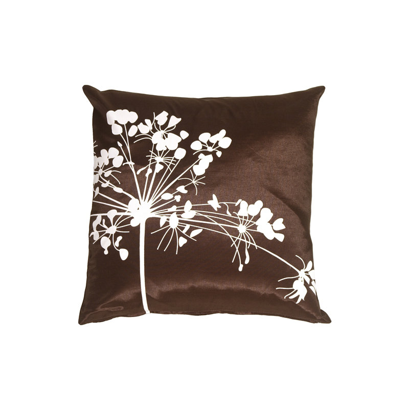 Carlea Flower Throw Pillow, Brown/White