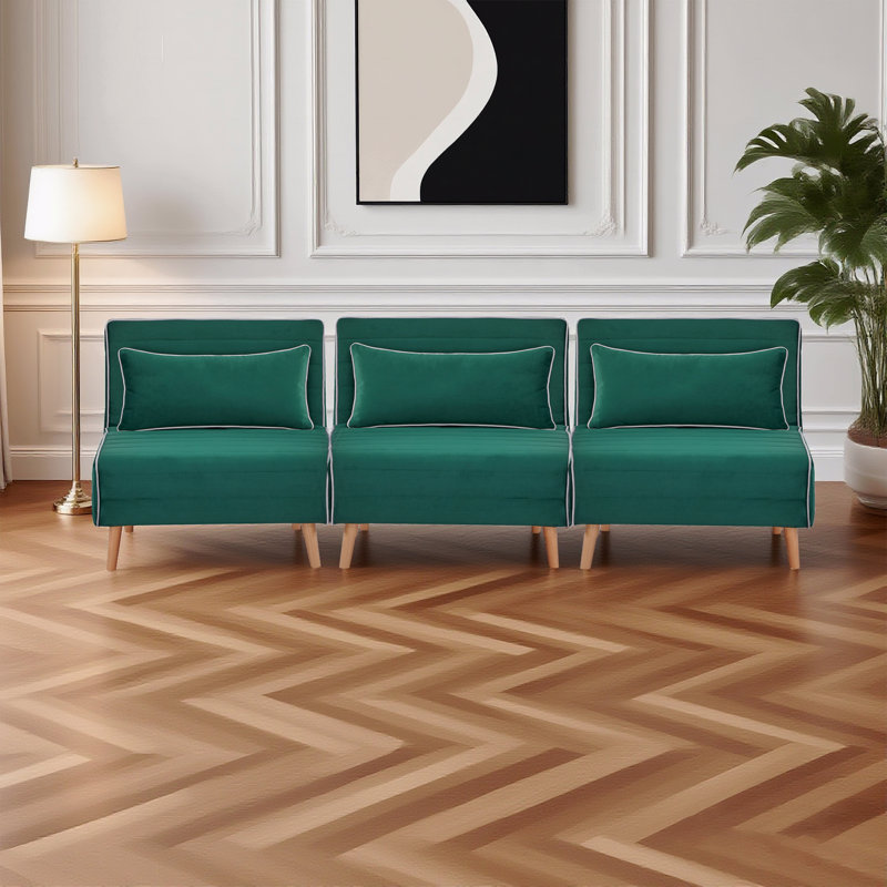 Ensemble de canapé-lit modulaire pliable Modern Velvet, Vert