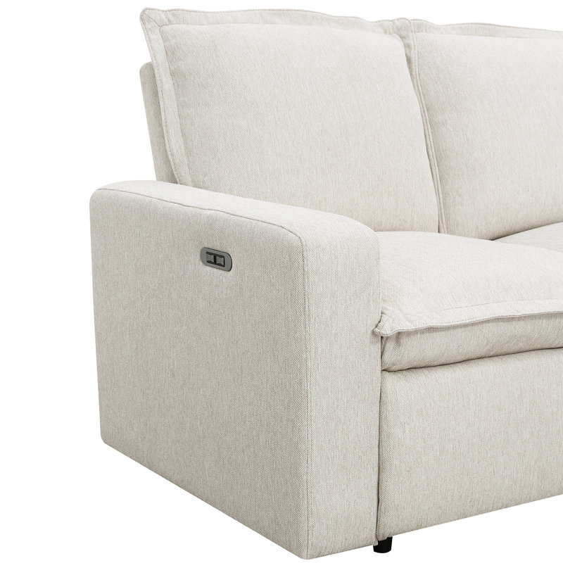 Fauteuil de cinéma inclinable électrique Aaminah, Lin beige