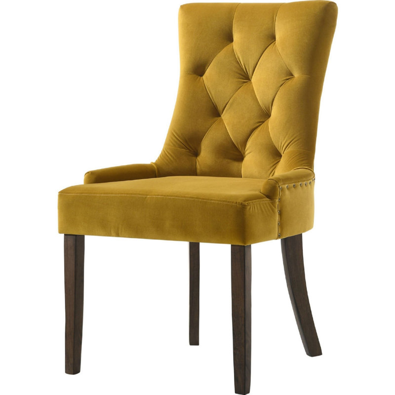 Shyann 18'' H Tufted Upholstered Side Chair, Yellow