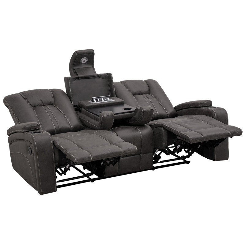 Canapé inclinable manuel de 83 po de largeur avec console rabattable et porte-gobelets